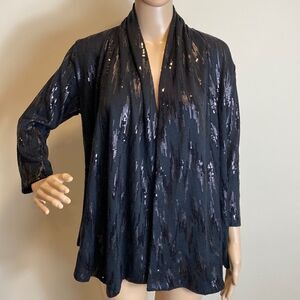 Laura Ashley draped open front sequin cardigan size S